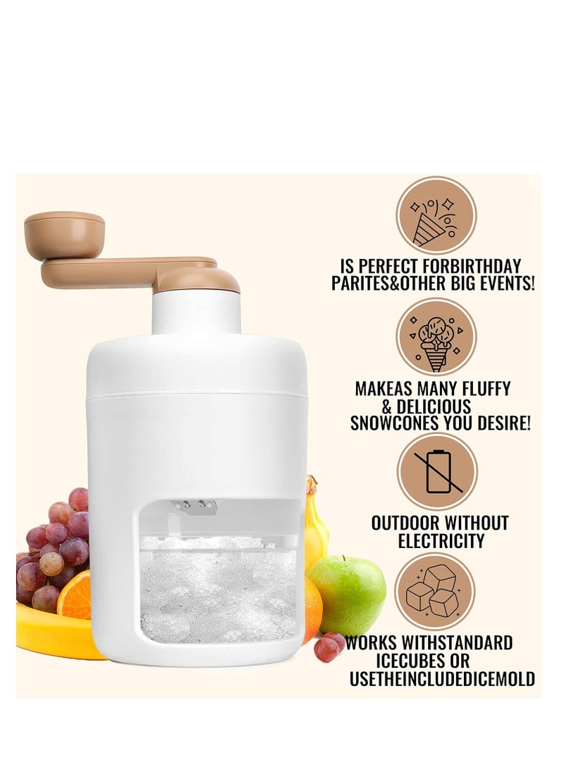 Snow Cone Machine Manual, Shaved Ice Maker Machine for Home, Ice Shaver Hand Crank, Slushy Maker Machine, Ice Crusher for Snow Cones, Ideal for Outdoor Picnics, Portable