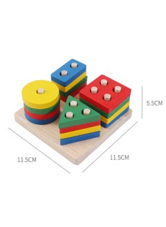 mriya Geometric Shapes Building Blocks Toys Early Learning Puzzle Toys Four Sets of Pillar Blocks  - Image 2