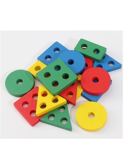 mriya Geometric Shapes Building Blocks Toys Early Learning Puzzle Toys Four Sets of Pillar Blocks  - Image 4