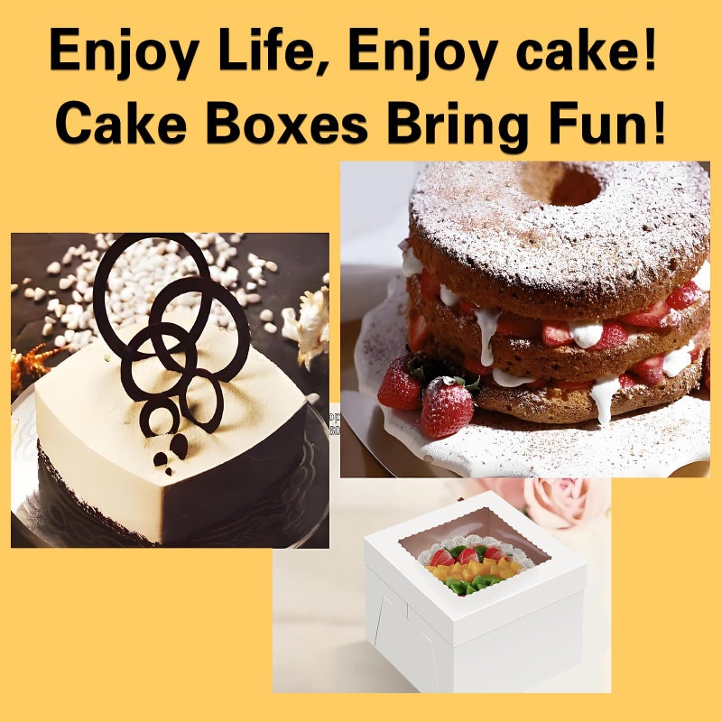Packpal 20Pack 12 Inch Cake Boxes With Cake Boards (10 boxes & 10 boards), 12X12X8 Inch White Bakery Boxes With Windown For Cajas Pasteles, Cookie, Pastries,Pie, Wedding, Birthday, Mothers day - Image 5
