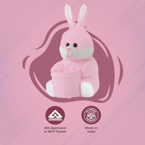 Ultra 8 Inch Bunny Pen Stand Holder Premium Plush Toy for Kids in Pink | Snuggling and Playtime | Animal Toy | Birthday Gift | Anniversary | Christmas | Diwali | Home Décor - Image 5