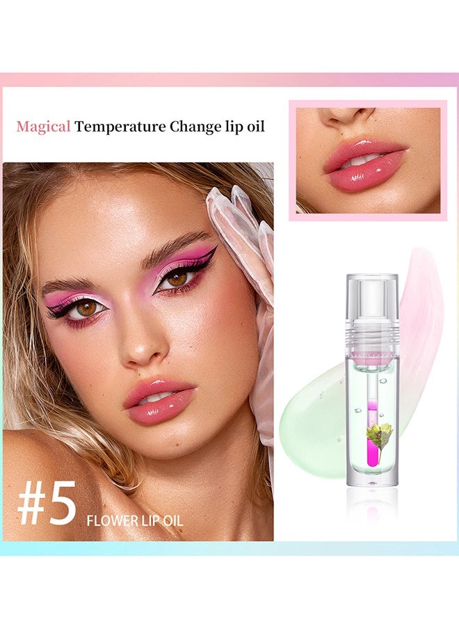 ibcccndc Flower Lip Oil,Moisturizing Lip Balm, Oil Long Lasting Nourishing Lip  No-Sticky Gloss Lip Balm Lip Care,#05 - Image 2