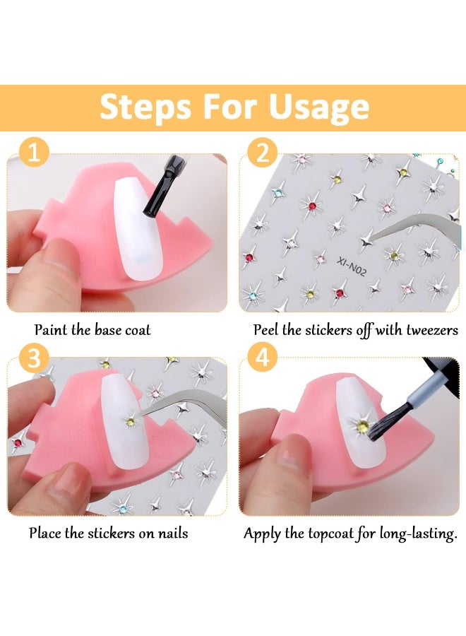 MAYCREATE® 6 Sheets Star Nail Stickers Y2K Nail Art Decal Stickers,3D Galaxy Stars Art Design Decals Self-Adhesive Star DIY Decals Tips for Extension Decoration-Acrylic - Image 3