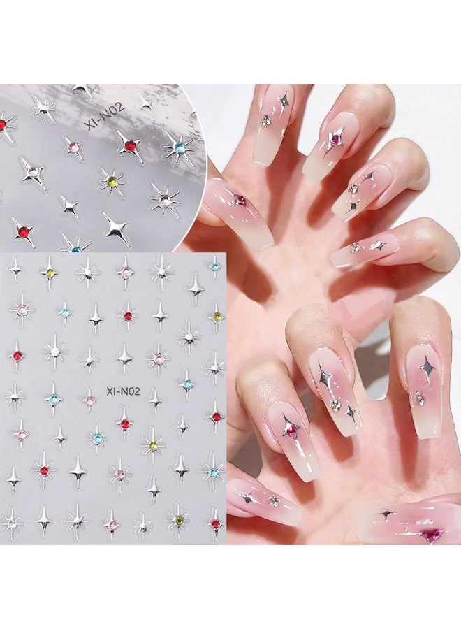 MAYCREATE® 6 Sheets Star Nail Stickers Y2K Nail Art Decal Stickers,3D Galaxy Stars Art Design Decals Self-Adhesive Star DIY Decals Tips for Extension Decoration-Acrylic - Image 2