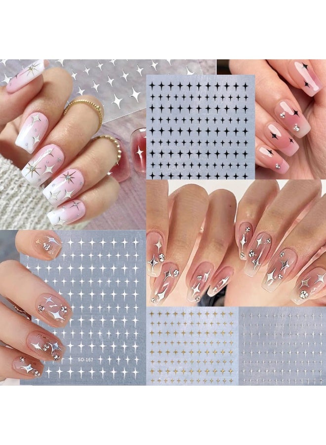 MAYCREATE® 6 Sheets Star Nail Stickers Y2K Nail Art Decal Stickers,3D Galaxy Stars Art Design Decals Self-Adhesive Star DIY Decals Tips for Extension Decoration-Acrylic - Image 4