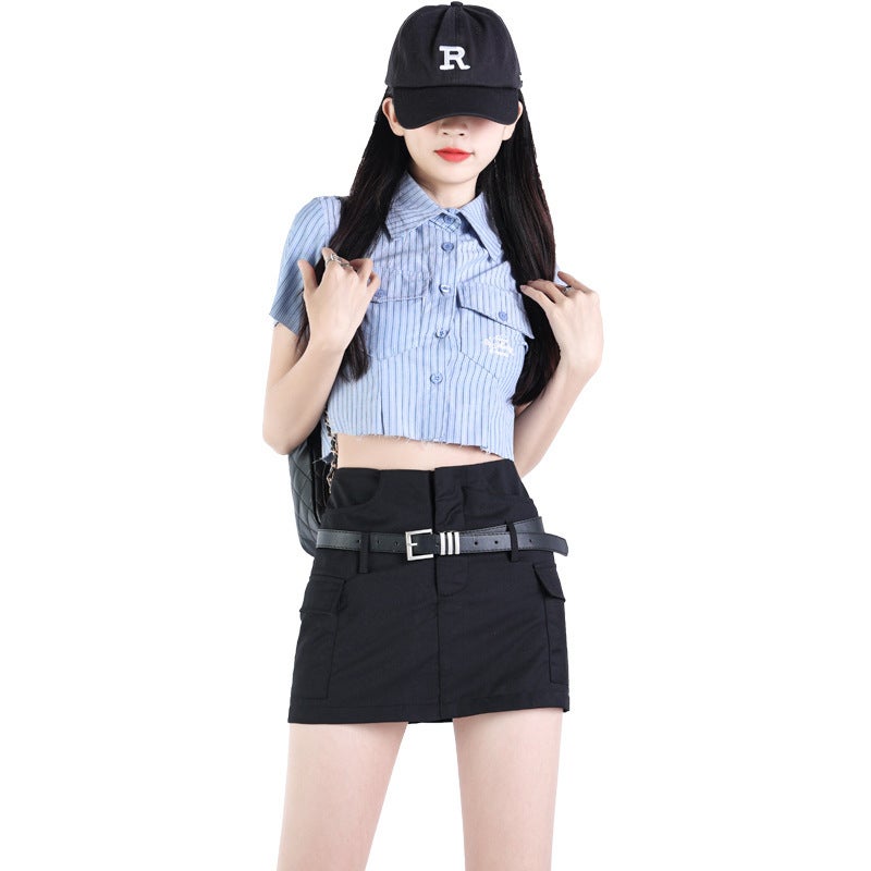Grey Girl Suit Skirt Women'S Summer High Waist Small Slim A- Line Hip Skirt - Image 5