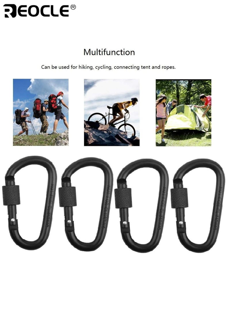 REOCLE 5pcs Aluminum D-Shaped Keychain with Screw Gate Durable Spring-Loaded Keychain Clip Heavy-Duty Accessory Hook Set Ideal for Outdoor Camping Hiking and Fishing - Image 3