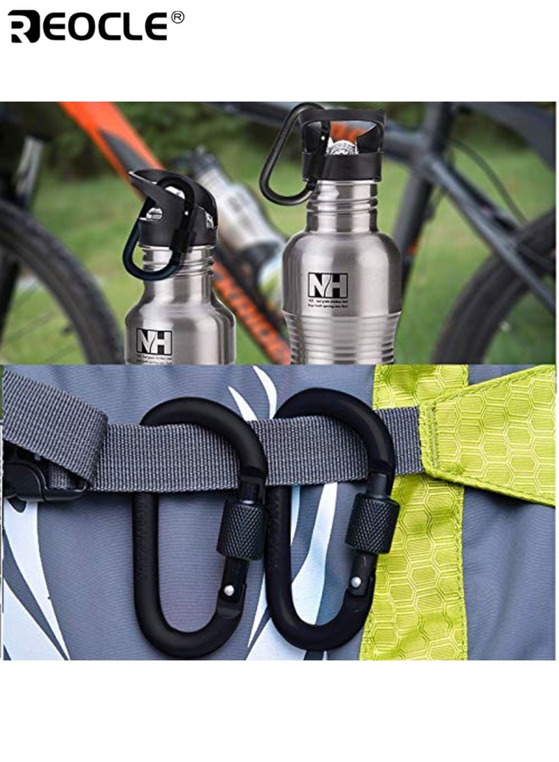 REOCLE 5pcs Aluminum D-Shaped Keychain with Screw Gate Durable Spring-Loaded Keychain Clip Heavy-Duty Accessory Hook Set Ideal for Outdoor Camping Hiking and Fishing - Image 4