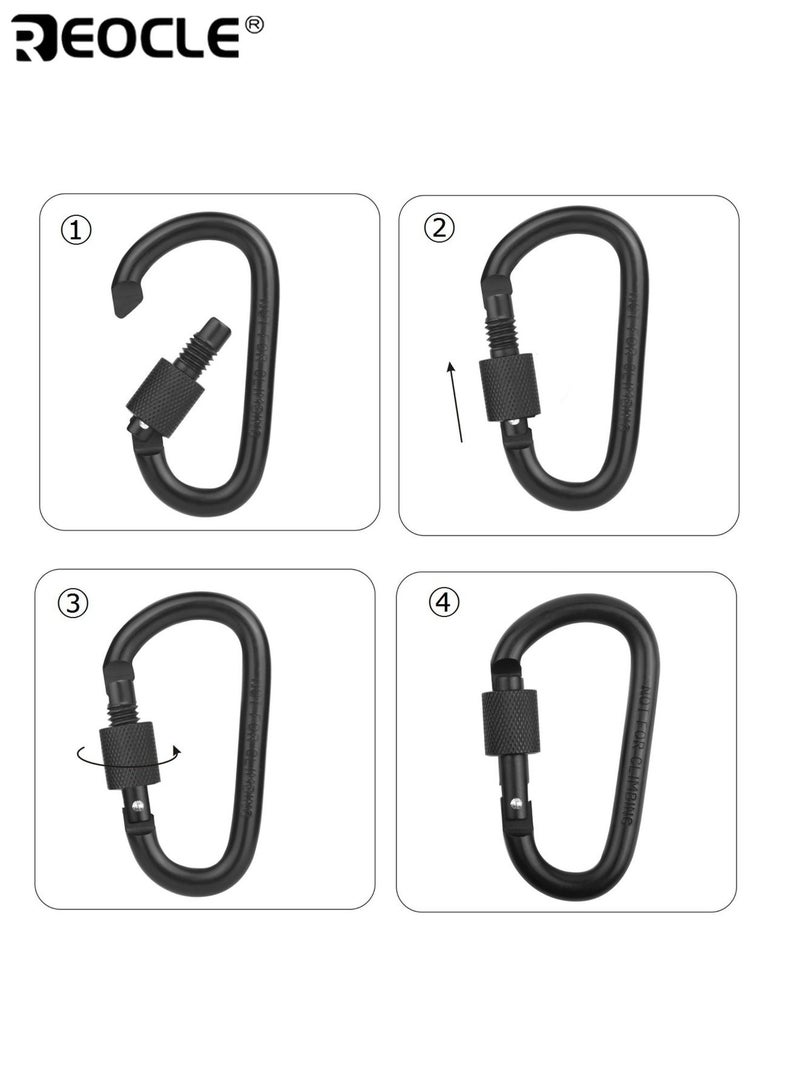 REOCLE 5pcs Aluminum D-Shaped Keychain with Screw Gate Durable Spring-Loaded Keychain Clip Heavy-Duty Accessory Hook Set Ideal for Outdoor Camping Hiking and Fishing - Image 5