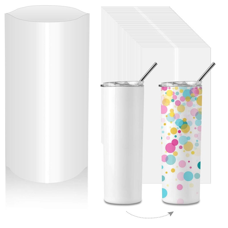 Morepack Sublimation Shrink Wrap Sleeves,5x10 Inch White Sublimation Heat Transfer Film Bags for Mugs,Cups,Tumblers,Blanks, Bands,50 Pcs - Image 1