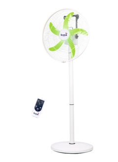 ICONA Icona 5-in-1 Rechargeable Solar Stand Fan with Remote Control – 12-Inch Adjustable Height Fan, 5-Speed Settings, Battery & Solar Powered, Timer Function, Class A Energy Efficiency (White)  - Image 1