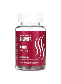 Natures Plus NaturesPlus, Biotin Gummies, Raspberry, 5,000 mcg, 60 Gummies  - Image 1
