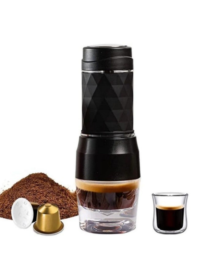 GGEROU Espresso Coffee Maker with Hand Press Ground Coffee Machine Portable Suitable for Coffee Powder and Coffee Capsule - Image 1