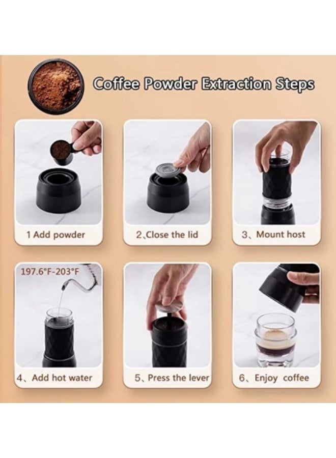 GGEROU Espresso Coffee Maker with Hand Press Ground Coffee Machine Portable Suitable for Coffee Powder and Coffee Capsule - Image 4