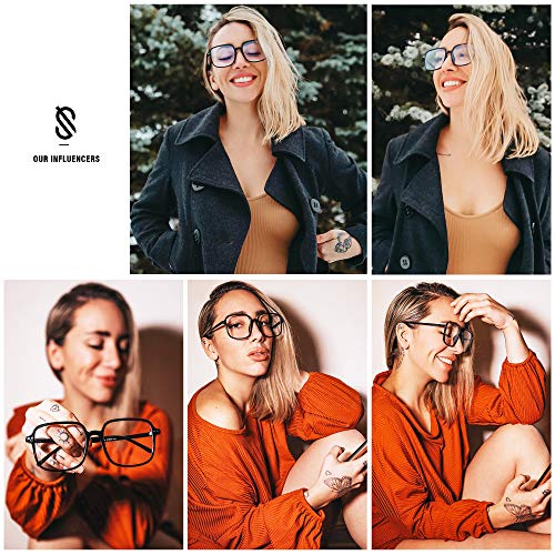 SOJOS Square Blue Light Blocking Glasses Oversized for Women TR90 Frame Filter SJ5081 with Black Frames/Anti-Blue Light Lenses - Image 2