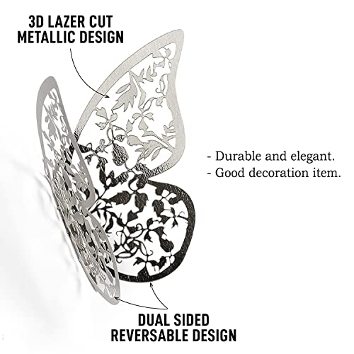 Xtore® 12pcs 3D Gorgeous Shiny Silver Butterfly Stickers with Sticking Pads- (Silver, Set of 12) - Image 3
