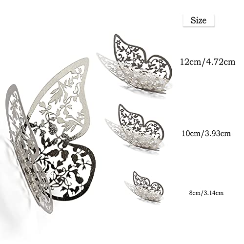 Xtore® 12pcs 3D Gorgeous Shiny Silver Butterfly Stickers with Sticking Pads- (Silver, Set of 12) - Image 4
