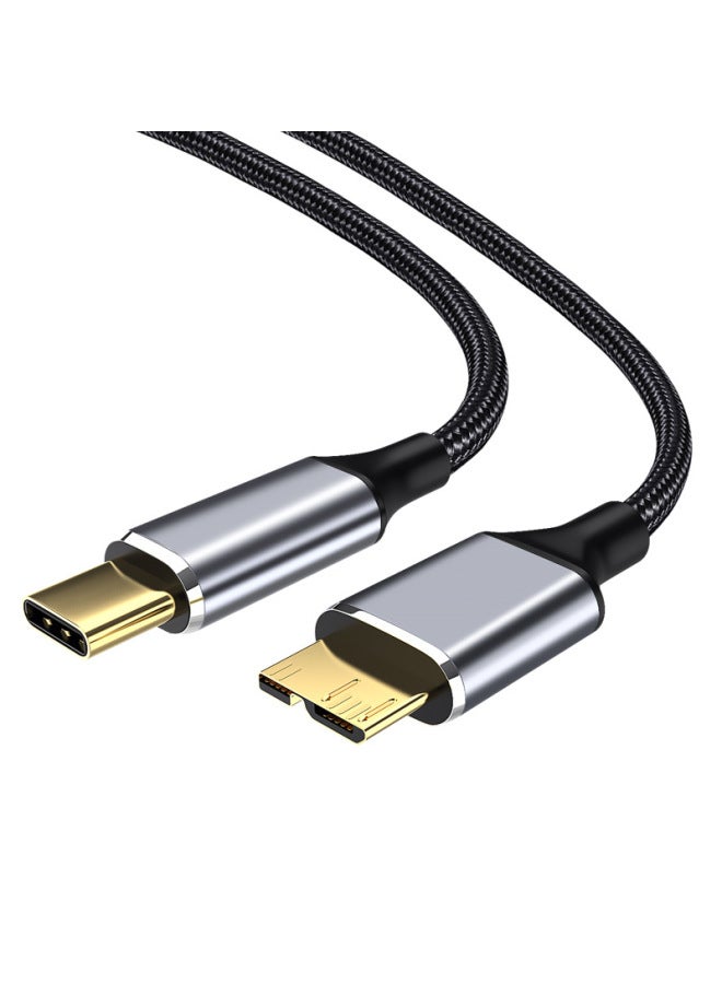 Typec Mobile Hard Disk Data Cable Microusb3.0 Applicable Mobile Phone Connection Western Toshiba Seagate Hard Disk Box-Color:Black 3.0typec To MK 】-Line Length:2 M - Image 1