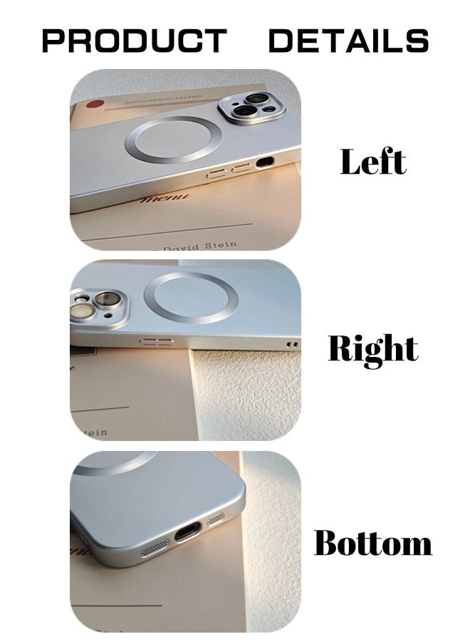 ShebSheb - iPhone 15 Plus Case, Matte Magnetic Phone Cases with Camera Lens Protector [Compatible with MagSafe] Soft TPU Shockproof Protective Cover - Image 1