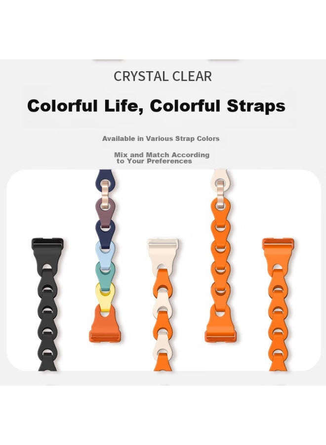 Wei Qiantu Weiqiantu Compatible With Huawei Band 9/8 Strap, Fashionable Hollow Silicone Wristband, Sports Bracelet For Men And Women, Chain Buckle Strap, Macaron Color (light Gold Buckle)  - Image 4