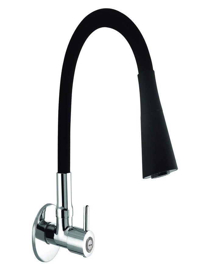 Houza Brass Sink Tap Faucet with 360 Degree Flexible Silicon Swivel Spout & Dual Flow Pattern Flow, Compatible for Hot or Cold Water for Kitchen Sink, (Chrome Finish/Black) - Image 1