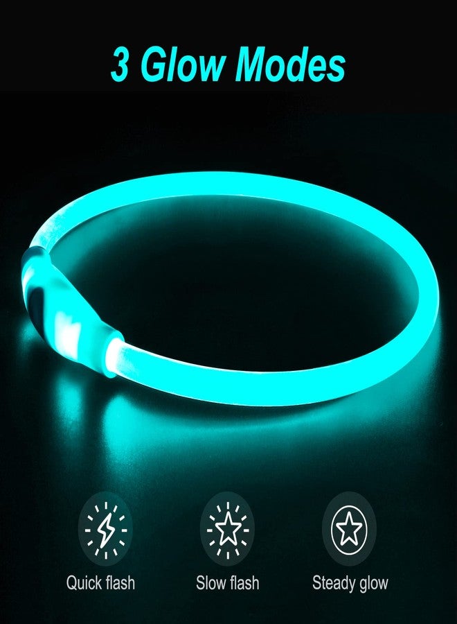 Dlitk طوق كلاب مضيء، طوق كلاب LED قابل لإعادة الشحن عبر منفذ USB، طوق مضيء قابل للقص من مادة TPU للكلاب، ضوء طوق الكلاب، يرجى عدم استخدام الشحن السريع (أزرق سماوي) - Image 2