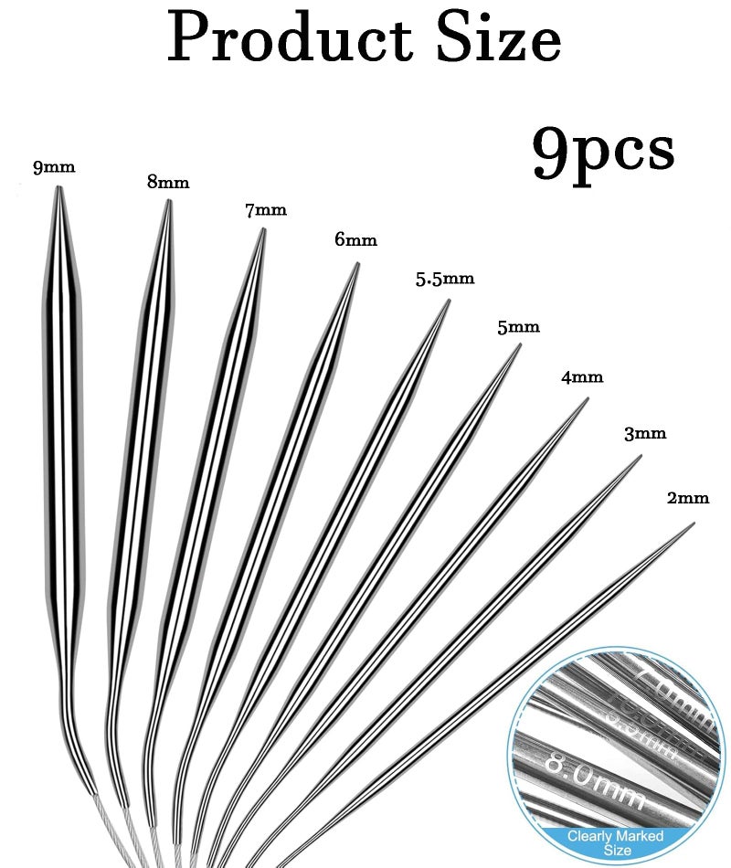 Zbdroxygen 9 Pcs Circular Knitting Needles,Knitting Needles Set,Knitting Needle,Suitable for Weaving Hats, Sweaters, Scarves, Carpets in Various Sizes, Durable and Flexible - Image 2