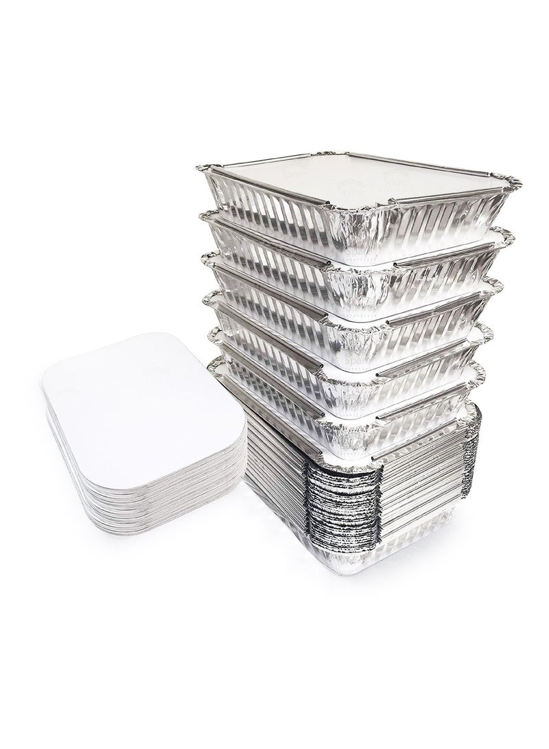 3.5L Aluminum Foil Pans with Foil Lids 10 Packs Deep Extra Food Container for Baking,Cooking,Roasting,Heating,Steam - Image 1