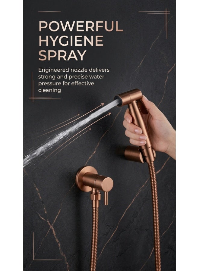 Heimberg Aqua Stainless Steel Shattaf Bidet Spray Set with Hose, Angle Valve & Wall Holder – Bathroom Hand Sprayer - Image 2