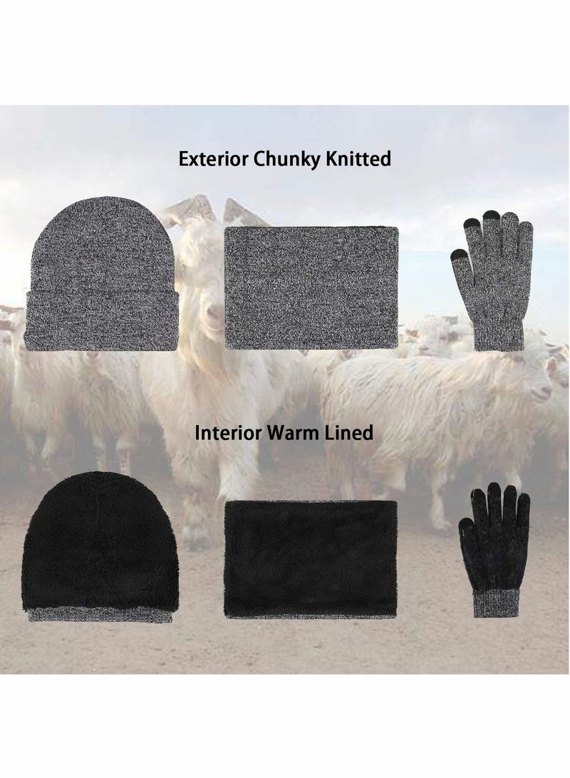 KASTWAVE Winter Beanie Hat Scarf Touchscreen Gloves Set（Gray） - Image 5