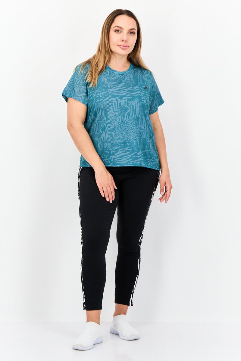 Adidas Women Sportswear Fit Short Sleeve Outdoor Top, Green  - Image 4