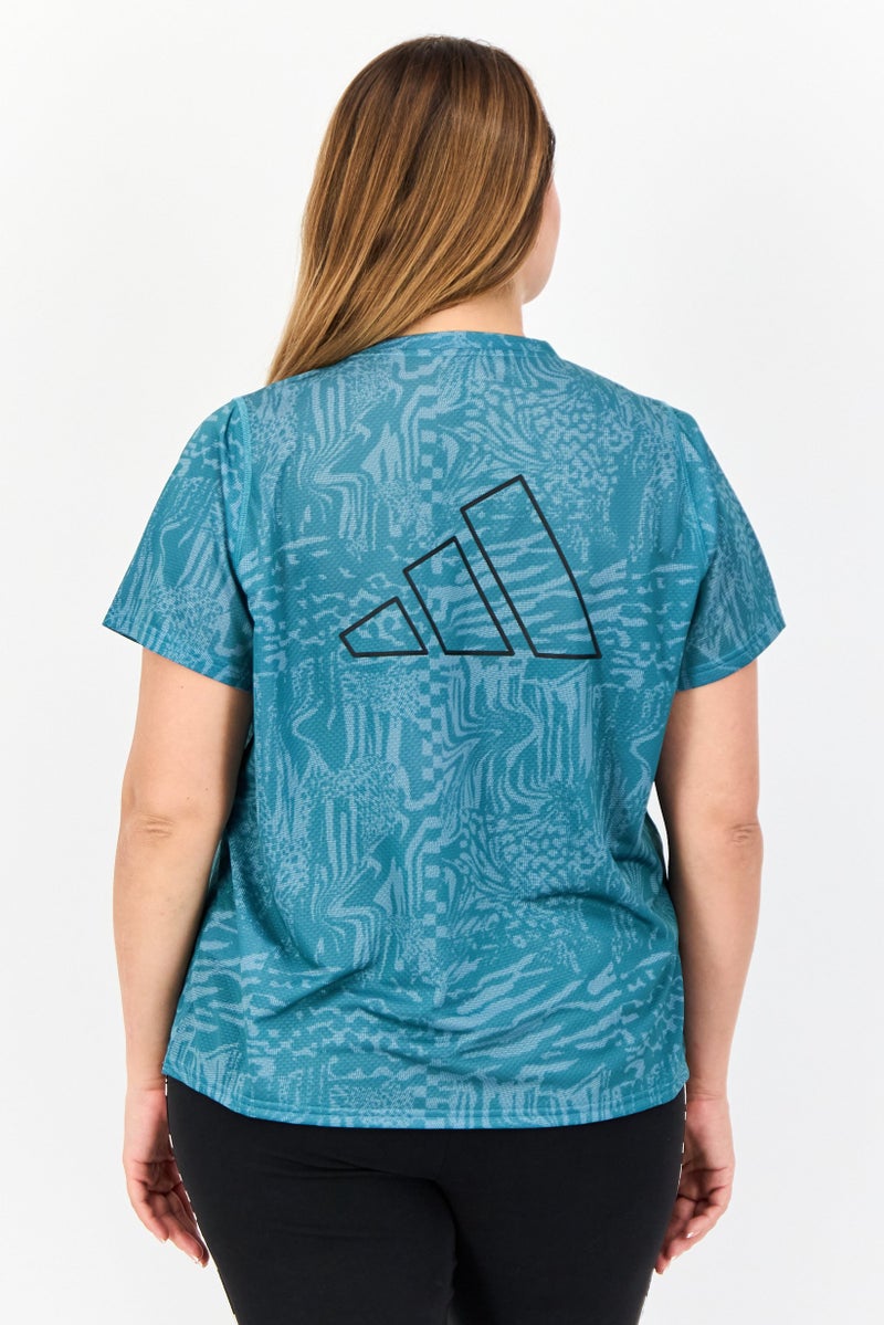 Adidas Women Sportswear Fit Short Sleeve Outdoor Top, Green  - Image 3