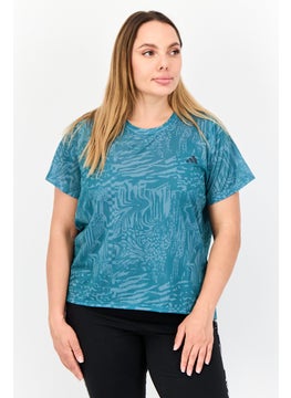 Adidas Women Sportswear Fit Short Sleeve Outdoor Top, Green  - Image 1