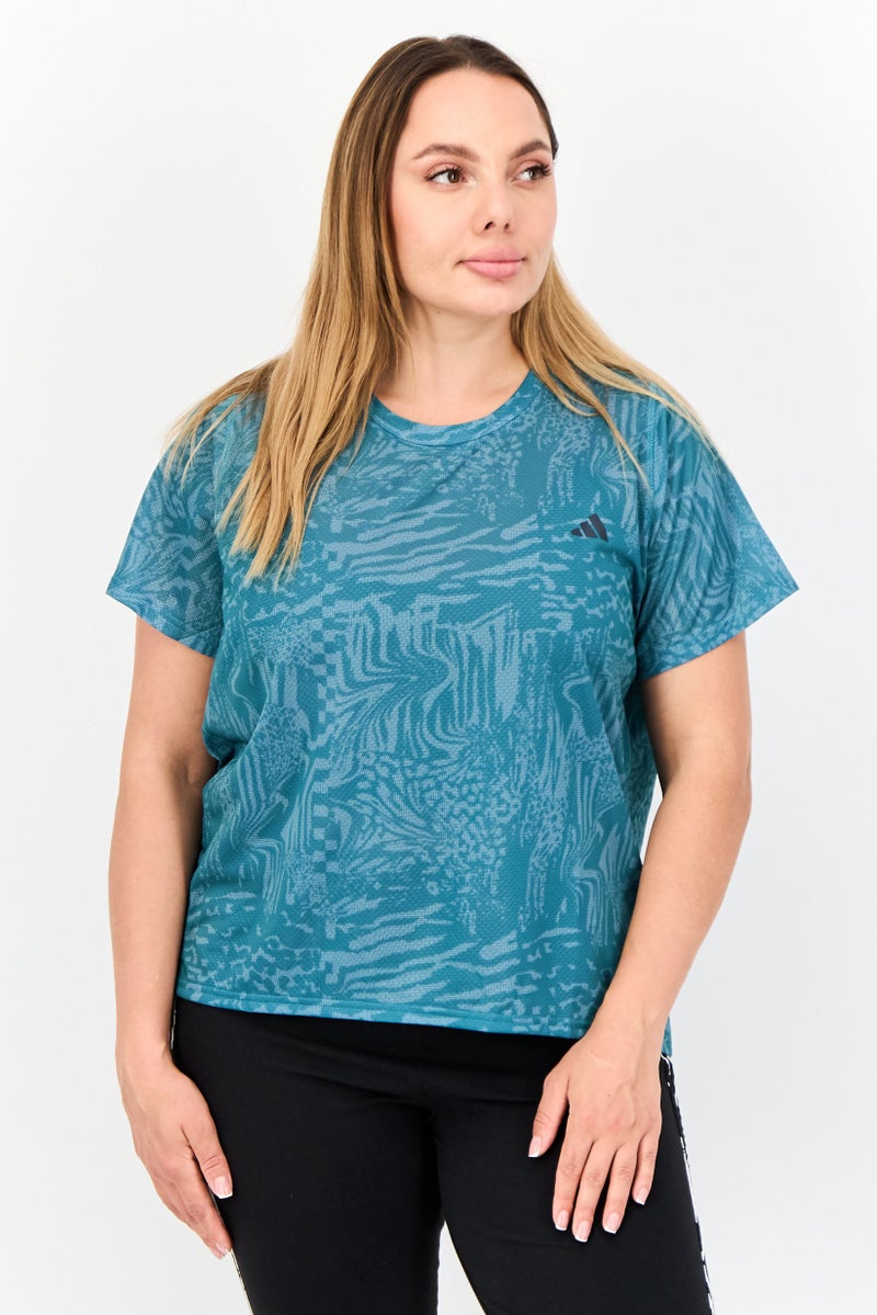 Adidas Women Sportswear Fit Short Sleeve Outdoor Top, Green  - Image 1