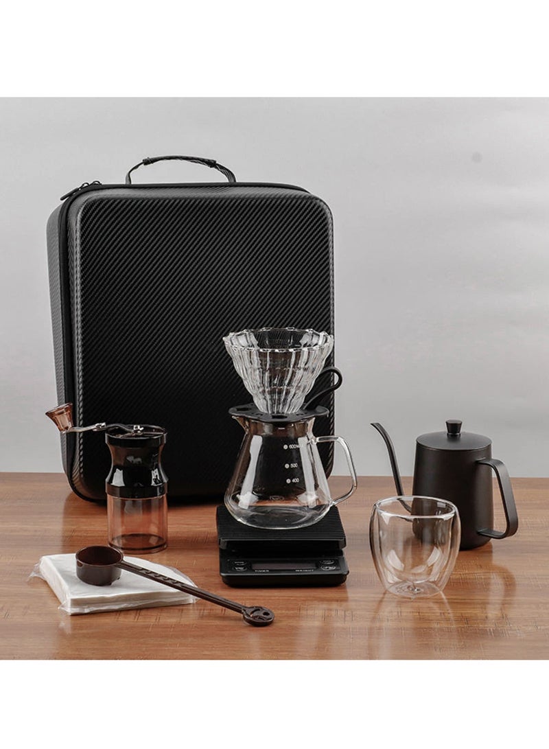 ET-LIFE Hand Coffee Gift Set - Outdoor Camping Portable Kit Maker With Manual Grinder, Dripper, Kettle, Glass Server, Mug, Spoon, Filter, Timer Scale and Travel Bag  - Image 4