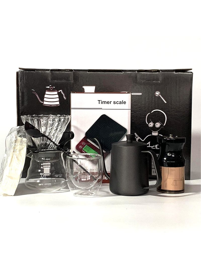 ET-LIFE Hand Coffee Gift Set - Outdoor Camping Portable Kit Maker With Manual Grinder, Dripper, Kettle, Glass Server, Mug, Spoon, Filter, Timer Scale and Travel Bag  - Image 5