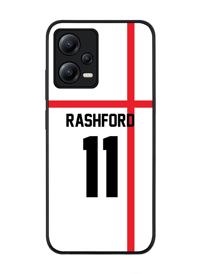Stylizedd Rugged Black edge case for Poco X5 / Redmi Note 12 5G Slim fit Soft Case Flexible Rubber Edges Anti Drop TPU Gel Thin Cover-England Player Name - Rashford - Image 1