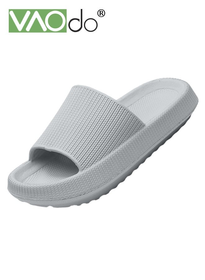 فاو دو نعال للجنسين، نعال منزلية مبطنة، أحذية استحمام، صنادل حمام داخلية، راحة فائقة، خفيفة الوزن، نعل سميك، غير قابلة للانزلاق، سهلة التنظيف، نعال استحمام رمادية - Image 1