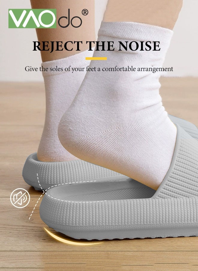 فاو دو نعال للجنسين، نعال منزلية مبطنة، أحذية استحمام، صنادل حمام داخلية، راحة فائقة، خفيفة الوزن، نعل سميك، غير قابلة للانزلاق، سهلة التنظيف، نعال استحمام رمادية - Image 4