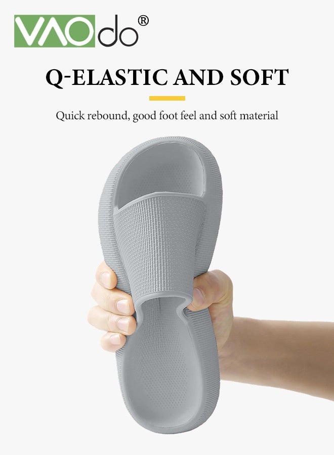 فاو دو نعال للجنسين، نعال منزلية مبطنة، أحذية استحمام، صنادل حمام داخلية، راحة فائقة، خفيفة الوزن، نعل سميك، غير قابلة للانزلاق، سهلة التنظيف، نعال استحمام رمادية - Image 5