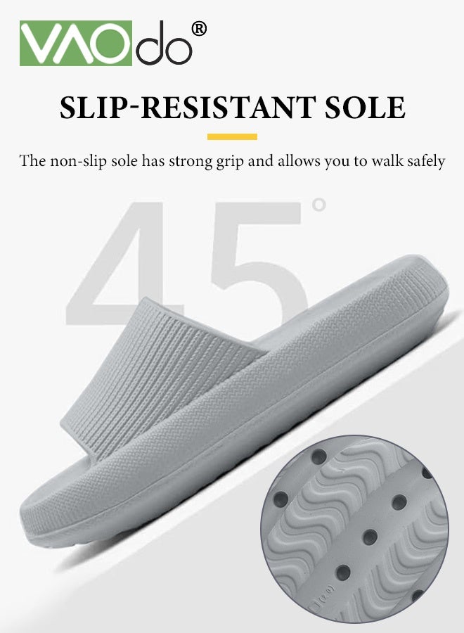 فاو دو نعال للجنسين، نعال منزلية مبطنة، أحذية استحمام، صنادل حمام داخلية، راحة فائقة، خفيفة الوزن، نعل سميك، غير قابلة للانزلاق، سهلة التنظيف، نعال استحمام رمادية - Image 3