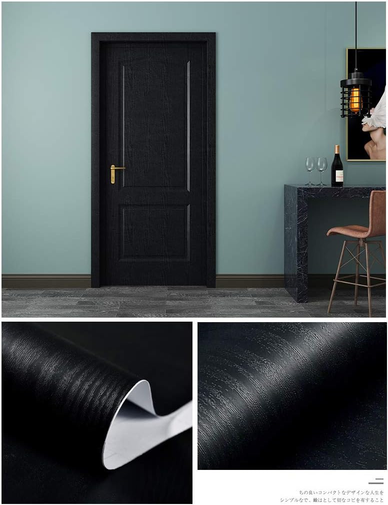 tiltil Black Wallpaper - Wood Peel and Stick Wallpaper – Black Wood Self-Adhesive & Removable Wall Paper for Countertop Furniture Kitchen Wall, Countertop Contact Paper, Easy to Clean, 17.7” × 118” Vinyl - Image 2