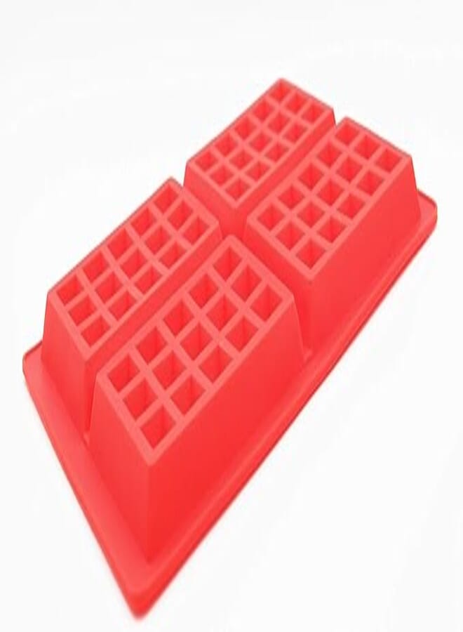 MORLIFE 4pcs Rectangular Waffle Biscuits Shaped Non-Stick Silicone Chocolate Mold, Cake Mold, Jelly, and Ice Tray Baking Mold Red 28cm x 18.4cm x 1.5cm
