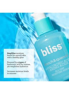 BLISS Drench & Quench Daily Hydrating Vegan Serum with 4 Types of Hyaluronic Acid | Deeply Moisturizes Skin for All-Day Hydration | Clean | Paraben Free | Cruelty-Free | Vegan | 1 oz  - Image 2