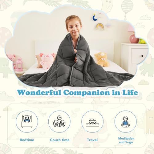 CuteKing Weighted Blanket (7lbs, 40"x 60", Grey) Heavy Blanket for 60-80lbs, Weighted Blanket for Cooling & Heating with Premium Glass Beads, Thick Blanket All-Season - Image 4