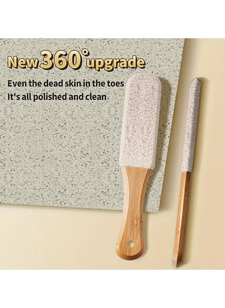 Ucanbe Bamboo Handle Pumice Stone Foot File - Hypoallergenic, Natural Foot Scrubber for Soft, Smooth Skin & Callus Removal, with 360° Polished Head for Dead Skin Exfoliation - Image 2