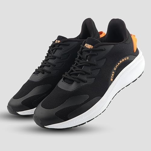 FUEL Royal Men’s Printed Sports Shoes in Lightweight Lace-Up Sneakers with Mesh Upper & EVA Sole | Stylish Running, Walking & Casual Shoes for Men & Boys (Black,6UK) - Image 5