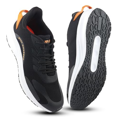 FUEL Royal Men’s Printed Sports Shoes in Lightweight Lace-Up Sneakers with Mesh Upper & EVA Sole | Stylish Running, Walking & Casual Shoes for Men & Boys (Black,6UK) - Image 1