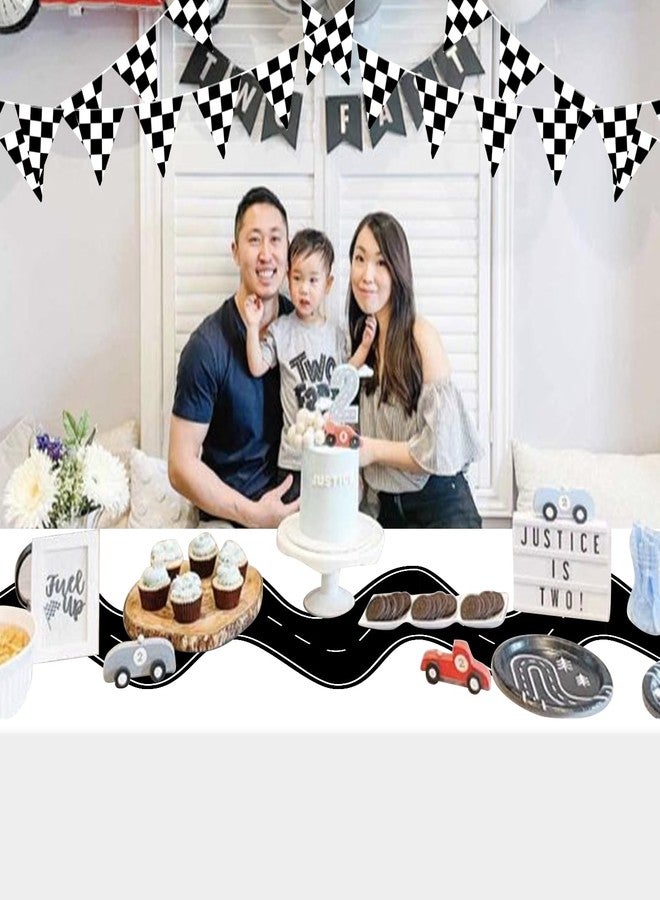 KEASKELL 3 Pcs Racing Car Table Cloths Party Decorations, Disposable White Black Racetrack Table Covers Road Tablecloth for Car Theme Birthday Party Supplies, 54x108 Inches - Image 5