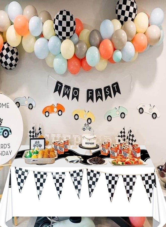 KEASKELL 3 Pcs Racing Car Table Cloths Party Decorations, Disposable White Black Racetrack Table Covers Road Tablecloth for Car Theme Birthday Party Supplies, 54x108 Inches - Image 4
